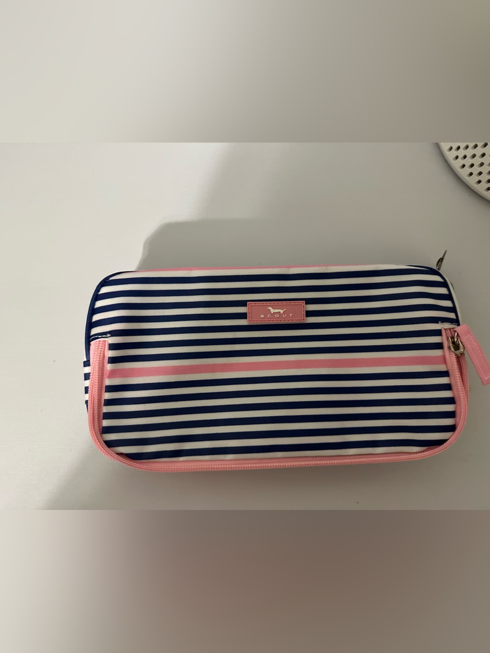 Scout Navy, White & Pink Striped 3 Way Toiletry Bag